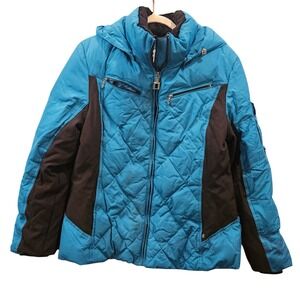 ZeroXposur‎ Women Ski Jacket Blue Black Down Feathers Winter Size L #464